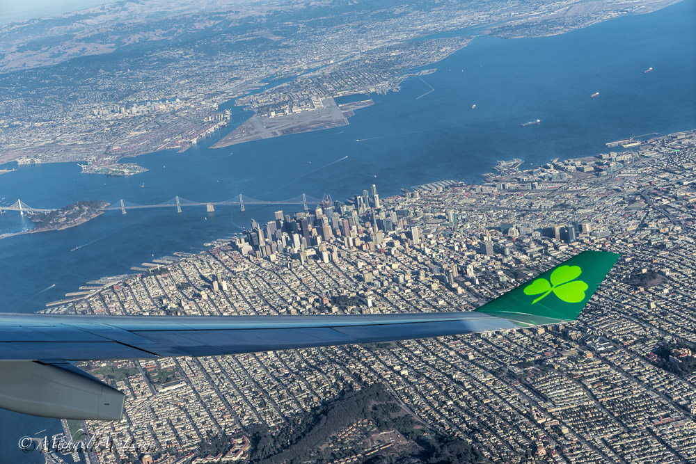 Taking off for Dublin over San Francisco Bay
